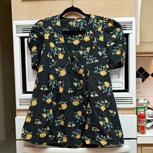 Yellow floral blouse